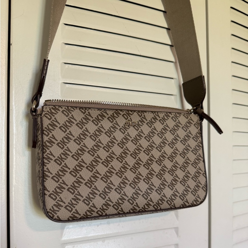 DKNY Beige and Brown Logo Belt Bag